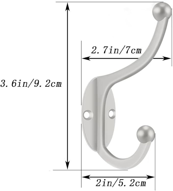 ZEYU Wall Hooks, 20Pcs Coat Hooks Hardware Towel Hooks for Hanging Coats Double No Rust Black Robe Hooks Wall Mounted with Screws for Key, Towel, Bags, Cup, Hat