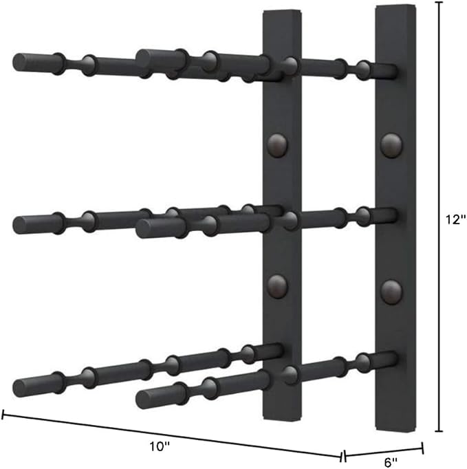 Ultra Wine Racks Wall Mounted Label-Out Wine Racks (1 Foot 3 Deep, Matte Black, 9 Wine Bottles) - Modern Metal Wine Storage, Modular Design for Home Bar, Kitchen, Dining Rooms, & Wine Cellars