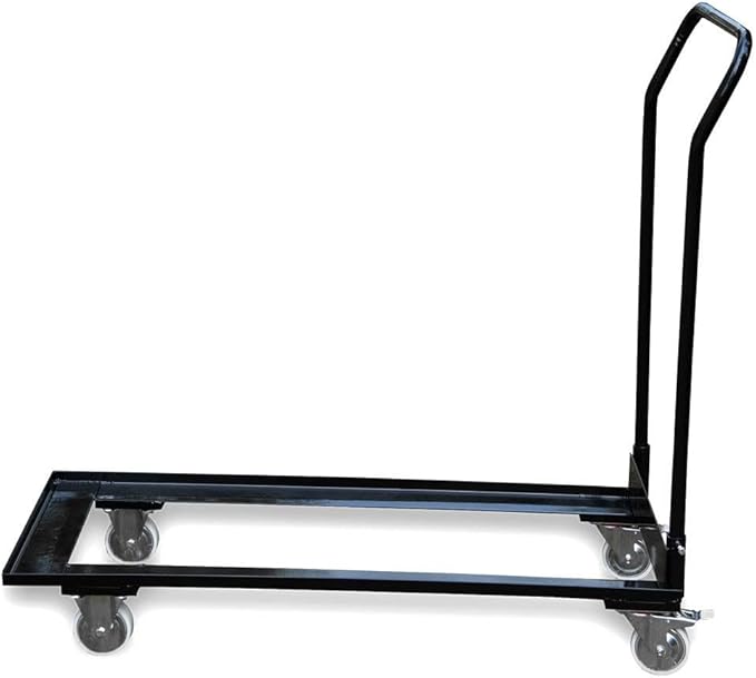 TentandTable Black Folding Chair Cart Rolling Push Dolly, Commercial Grade Steel Frame, Storage Capacity 50 Chairs