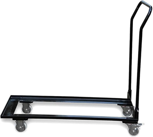 TentandTable Black Folding Chair Cart Rolling Push Dolly, Commercial Grade Steel Frame, Storage Capacity 50 Chairs