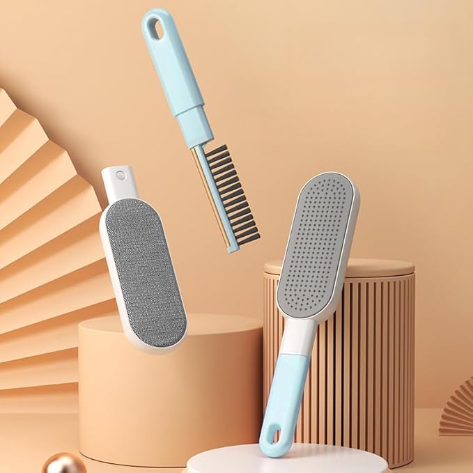 Travel Size Lint Brushes for Clothes, Cat Dog Hair Remover for Lundary, Self-Cleaning Lint Remover for Bed Sofa Coat, Best Hair Cleaning Brushes Better Than Lint Roller (Mini Blue)