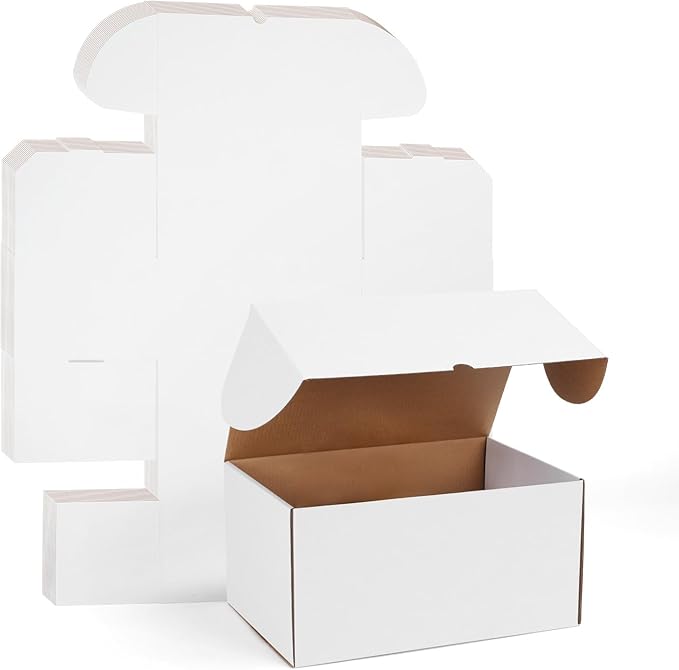 WIFTREY 12x8x6 inches White Shipping Boxes set of 15, 12 x 8 x 6 Corrugated Cardboard Boxes for Packaging Small Business, Moving, Mailing