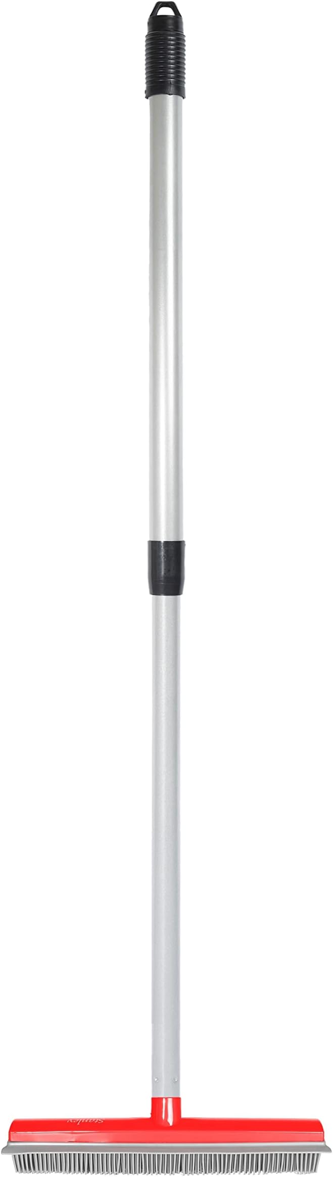 Stanley Home Products Rubber Broom with Adjustable Handle – for Carpets Floors Stairs Upholstery – Electrostatic Action Removes Pet Hair Lint Fuzz Dirt – Built-in Squeegee Tackles Wet Messes