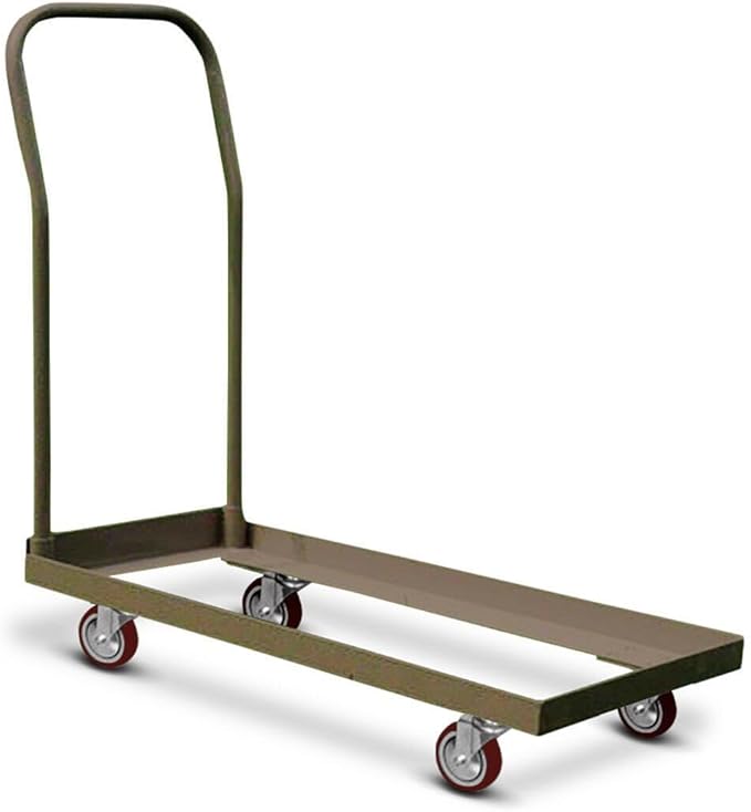 TentandTable Tan Folding Chair Cart Rolling Push Dolly, Commercial Grade Steel Frame, Storage Capacity 50 Chairs