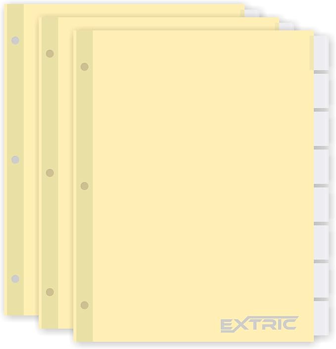 8-Tab Binder Dividers for 3 Ring Binder, Insertable Clear Big Tabs, Letter Size Paper Divider, 8.5 x 11 inch, 3 Sets (24 Dividers Total)