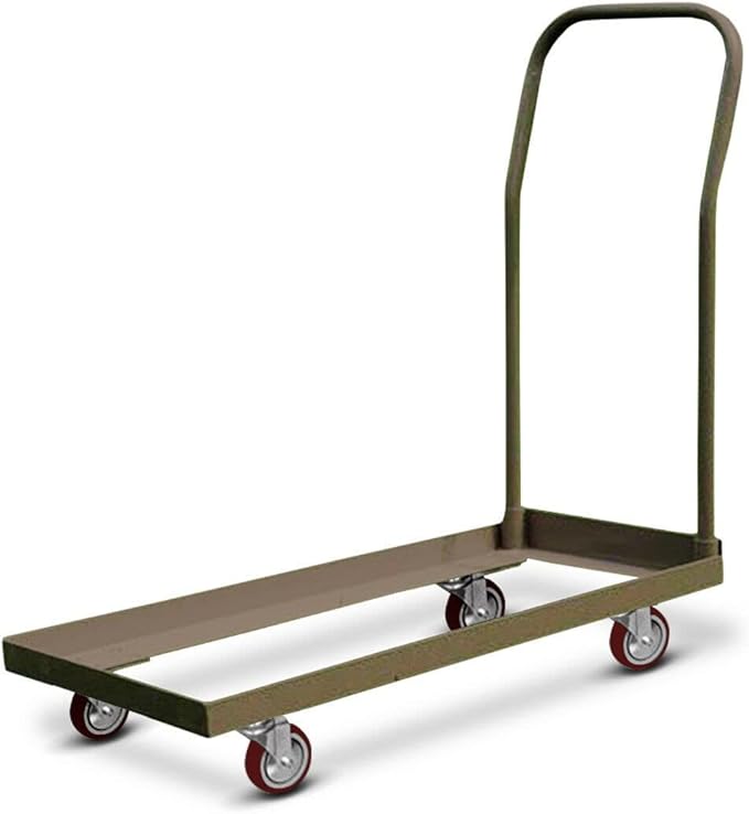 TentandTable Tan Folding Chair Cart Rolling Push Dolly, Commercial Grade Steel Frame, Storage Capacity 50 Chairs