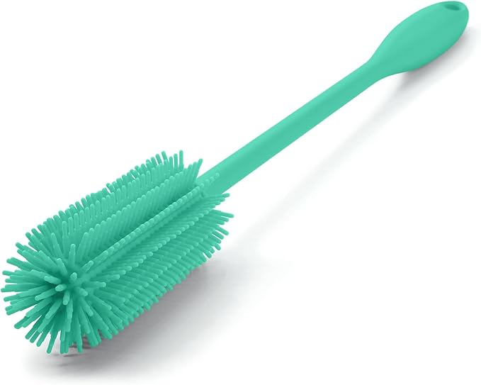 Silicone Bottle Brush, Water Bottle Cleaner Brush with Long Handle, Perfect for Cleaning Narrow Neck Containers, Vacuum Sports Bottle, Tumblers, Flask, Glassware (1 Pack, Teal)