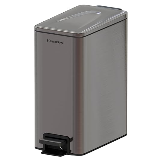 8L/2.1 Gallons Small Trash Can with Soft-Close Lid,Stainless Steel Bathroom Slim Garbage Bin with Inner Bucket for Kitchen、Bedroom (Jade Black)