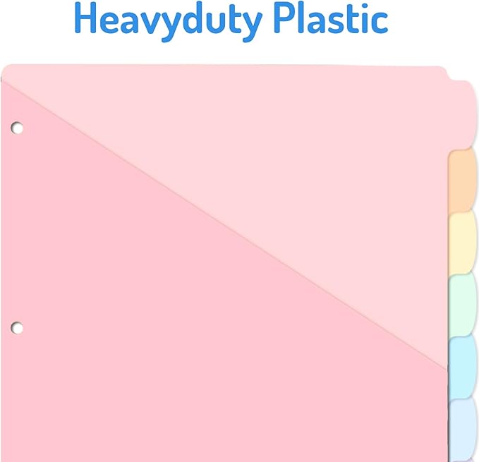 Forvencer 8 Count Dividers with Two Pockets, 8 tab Binder Dividers for 3 Ring Binder Organizer, Binder Divider with Tabs for School Office and Home Organization, Multicolor, 1 Set