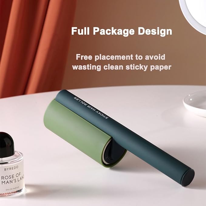 Sticky Lint & Pet Hair Remover Roller - 4 Adhesive Sheets Included (3 Refills) for Clothes, Furniture & Cars | Anti-Slip Handle, Dust-Proof Cover (Orange)