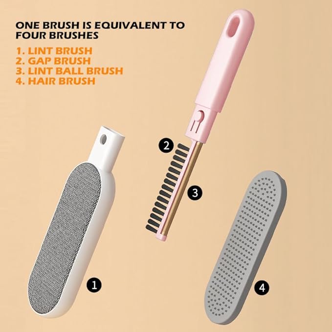 Travel Size Lint Brushes for Clothes, Cat Dog Hair Remover for Lundary, Self-Cleaning Lint Remover for Bed Sofa Coat, Best Hair Cleaning Brushes Better Than Lint Roller (Mini Pink)