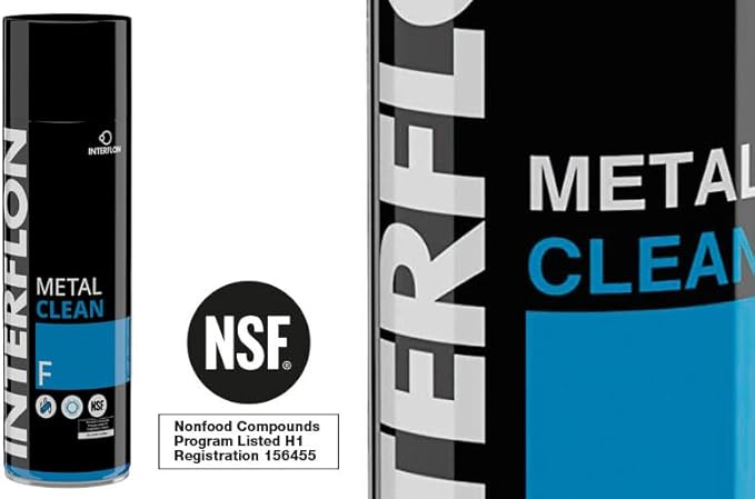 Interflon Metal Clean F - Industrial Metal Cleaner And Degreaser – NSF H1 Food Safe Cleaner – 500ml Aerosol Heavy Duty Degreaser Spray - Removes Oil and Grease From Surfaces- Use In Food Processing