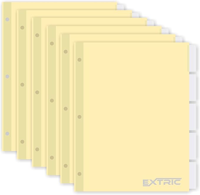 5-Tab Binder Dividers for 3 Ring Binder, Insertable Clear Big Tabs, Letter Size Paper Divider, 8.5 x 11 inch, 6 Sets (30 Dividers Total)