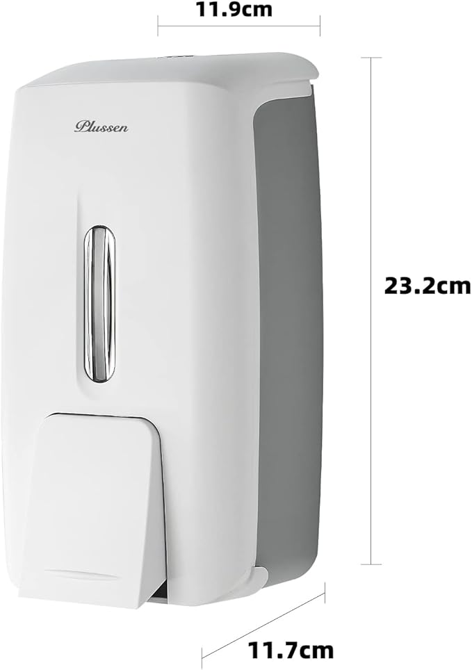 Soap Dispenser Wall Mount Adhesive Commercial Soap Dispenser 800ml No Drill Hand Sanitizer Dispenser for Bathroom Support Liquid and Gel,White-PN9088