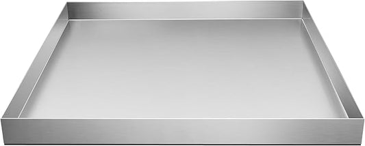 Washing Machine Drain Pan - 27" x 25" x 2.5" - 304 Stainless Steel Heavy Duty Washing Machine Tray No Hole