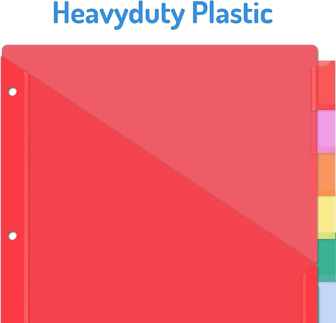 Forvencer 8 Count Dividers with Two Pockets, 8 tabs Binder Dividers for 3 Ring Binder Organizer, Multicolor, 1 Set