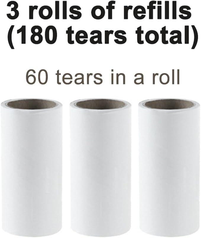 Sticky Lint & Pet Hair Remover Roller - 4 Adhesive Sheets Included (3 Refills) for Clothes, Furniture & Cars | Anti-Slip Handle, Dust-Proof Cover (Yellow)