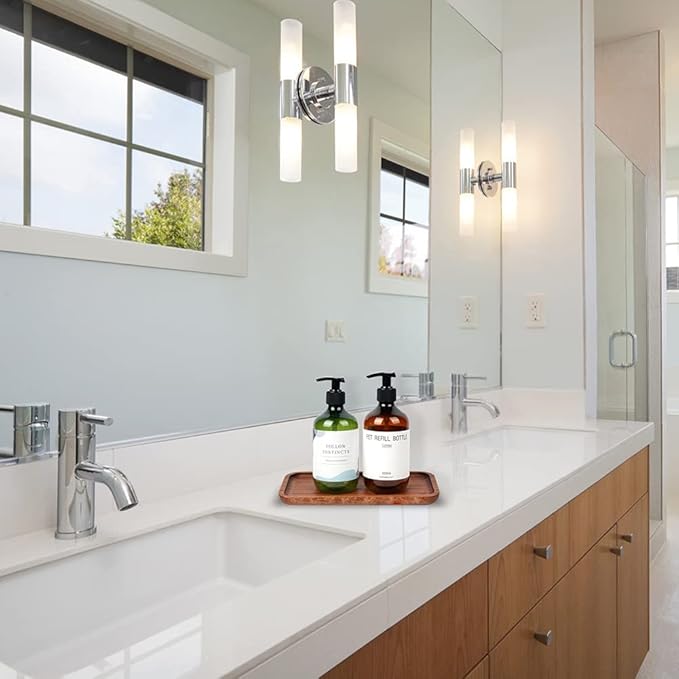 9.84in Wooden Vanity Tray, Bathroom Tray Countertop Organizer Tray for Candle Perfume Soap Dispenser Jewelry Keys