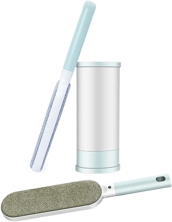 Lint Brushes for Clothes, Cat Dog Hair Remover for Lundary, Self-Cleaning Lint Remover for Bed Sofa Coat, Best Hair Cleaning Brushes Better Than Lint Roller (Large Blue)