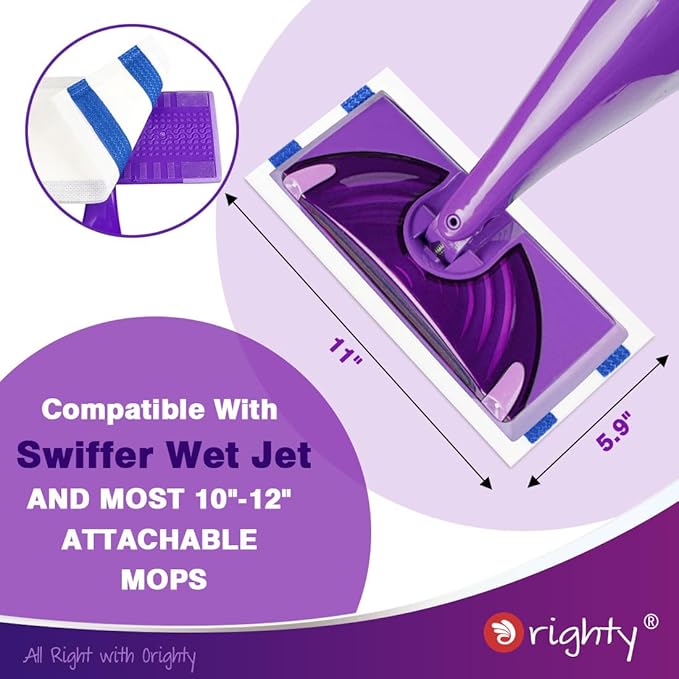 Orighty Dry Mop Pads Refill Compatible with Swiffer Wet Jet, Multi-Layer Mopping Pads, Multi Surface WetJet Hardwood Floor Cleaner Spray Mop Pads Refills, 48 Count