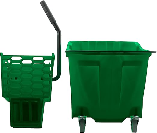 Carlisle FoodService Products Omnifit Mop Bucket with Side Press Wringer for Floor Cleaning, Kitchens, Restaurants, Office, And Janitorial Use, Polypropylene (Pp), 35 Quarts, Green