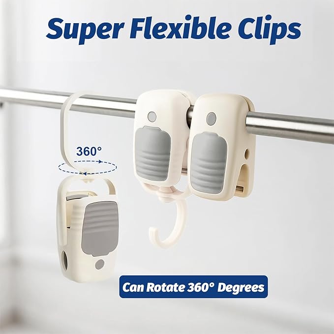 VinBee 9 PCS Laundry Hooks with Clips,Clothes Pins with Hooks for Hanging Clips,Hook with Clip,Clip Hook Hanger,Towelsclip,Towel Organizers for Bathroom,Closet-Non-Metal Clips for General use