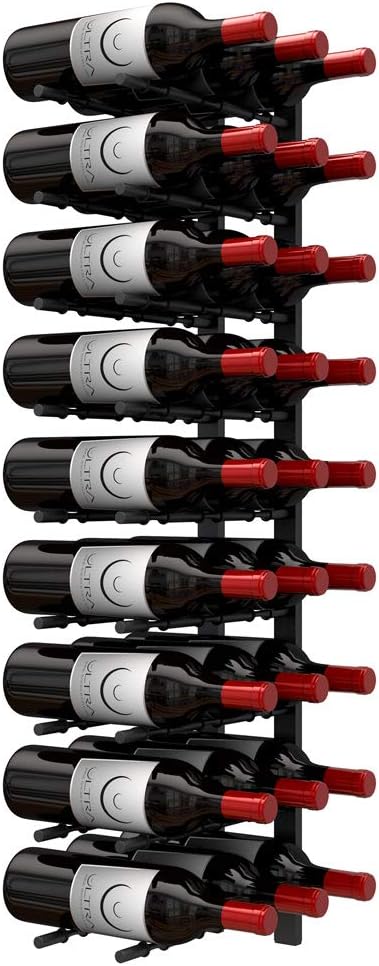 Ultra Wine Racks Wall Mounted Label-Out Wine Racks (3 Foot 3 Deep, Matte Black, 27 Wine Bottles) - Modern Metal Wine Storage, Modular Design for Home Bar, Kitchen, Dining Rooms, & Wine Cellars