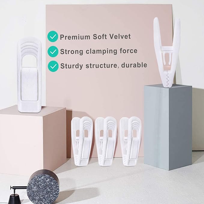 White Velvet Hangers Clips 40 PCS, Pants Hangers Velvet Clips Easily Add to Velvet Hanger, Skirt Suit Pants Clothes Velvet Hangers, Baby Kids Hangers Clips