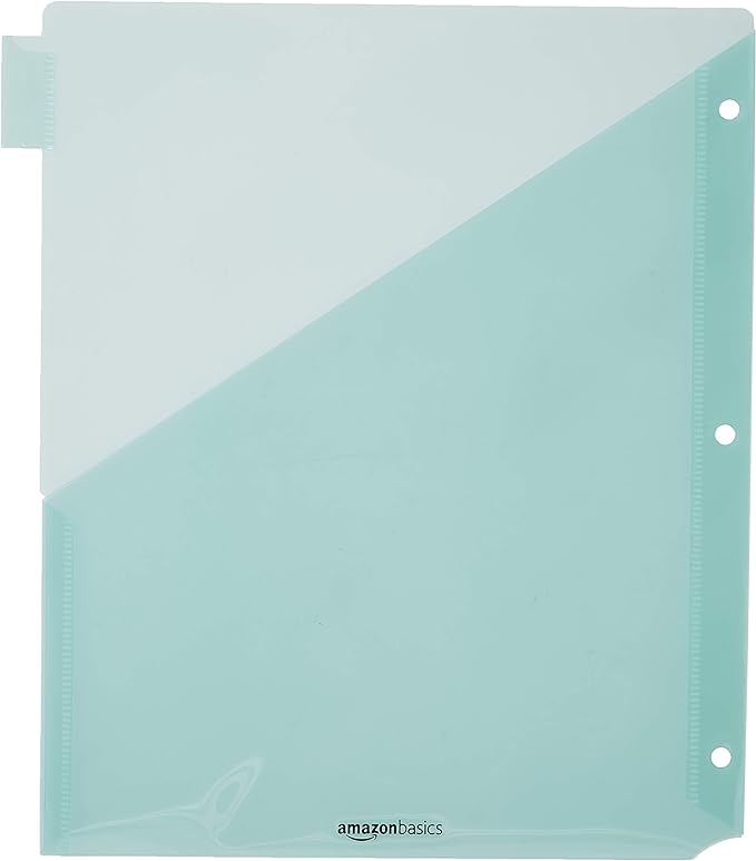 Amazon Basics Tab Dividers for 3 Ring Binder, Two Pocket, Letter Size, Assorted Colors, 24 Count