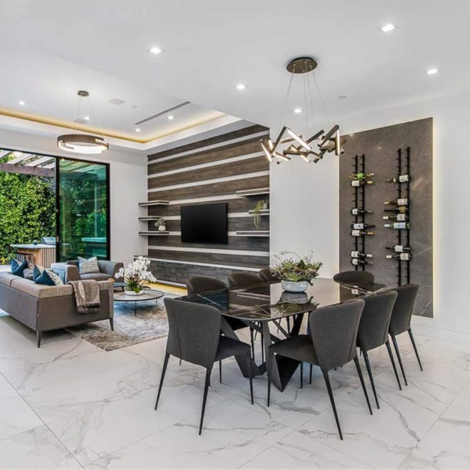 Ultra Wine Racks Wall Mounted Label-Out Wine Racks (2 Feet 1 Deep, Matte Black, 6 Wine Bottles) - Modern Metal Wine Storage, Modular Design for Home Bar, Kitchen, Dining Rooms, & Wine Cellars