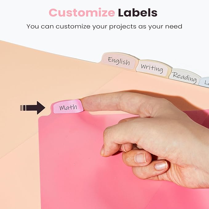 Sooez 24 Count Dividers with 2 Pockets, 8 Tabs Binder Dividers for 3 Ring Binders, Binder Dividers with tabs, Binder Divider with Pockets for US Letter Size, Insertable Big Tabs, Pastels, 3 Sets