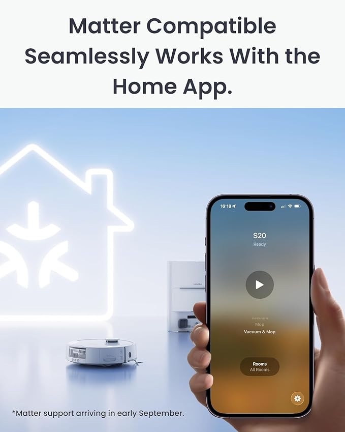 SwitchBot S20 Robot Vacuum and Mop with Matter, 10000Pa Suction, Roller Mop, AI Navigation, Auto Mop Wash & Dry, Self-Emptying, Works with AppleHome, Alexa, GoogleHome, for Pet Hair, Carpet, Floors