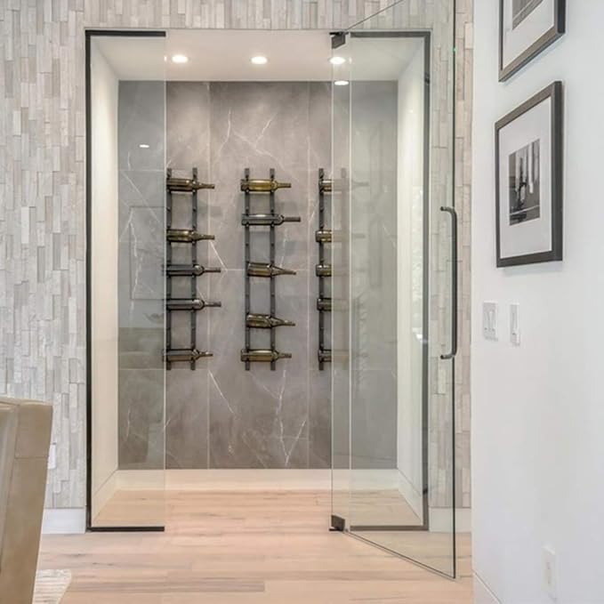 Ultra Wine Racks Wall Mounted Label-Out Wine Racks (1 Foot 1 Deep, Matte Black, 3 Wine Bottles) - Modern Metal Wine Storage, Modular Design for Home Bar, Kitchen, Dining Rooms, & Wine Cellars