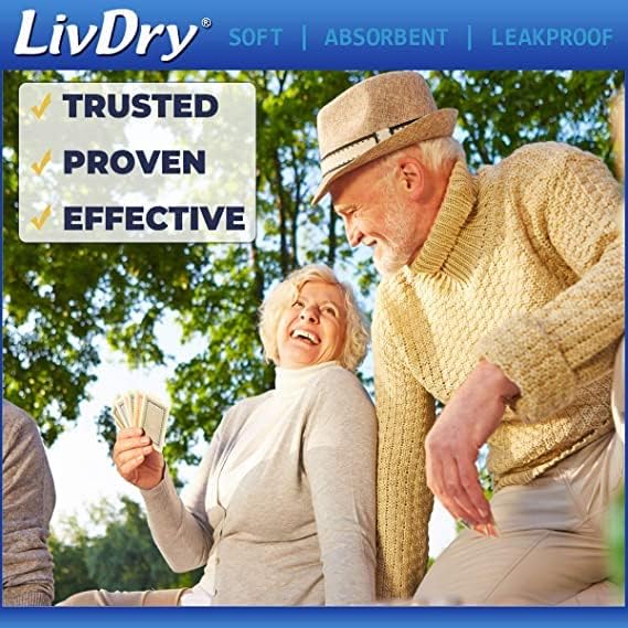 LivDry Incontinence Pad Insert Long Length, Protection for Men and Women, Extra Absorbency with Odor Control (240 Count)