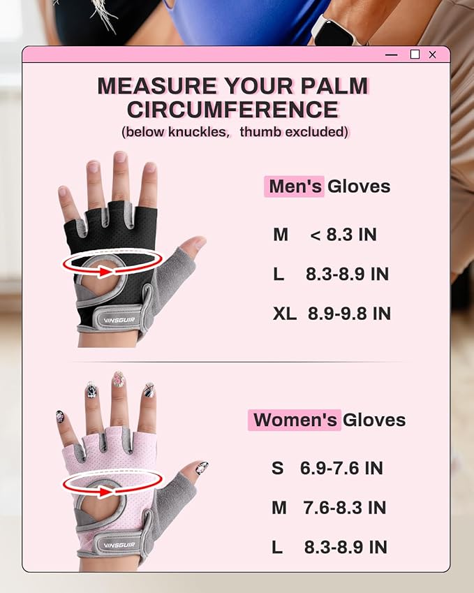 VINSGUIR Workout Gloves for Women and Men, Breathable Weight Lifting Gloves for Gym Exercise, Fitness, Training, and Cycling, with Excellent Grip and Cushion Pads
