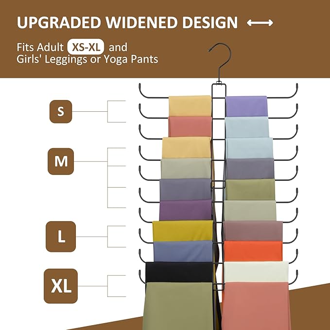 ZEDODIER Legging Organizer for Closet, 2 Pack Rotatable Yoga Pants Hanger for Women's XS-XL and Girls' Leggings, Holds Up to 40 Pairs, Space-Saving Closet Organizers and Storage, Black