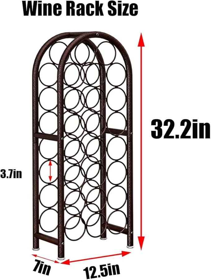 Wine Rack Freestanding Floor Metal Holders Stands Organizer Storage 23 Bottles (Brown)