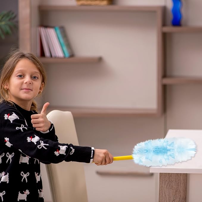 Vesici 50 Pcs Duster Refills Compatible with Swiffer Dusters Bulk Disposable Replacement Thickened with 1 Handle Heavy Duty for Cleaning, Office (Blue)