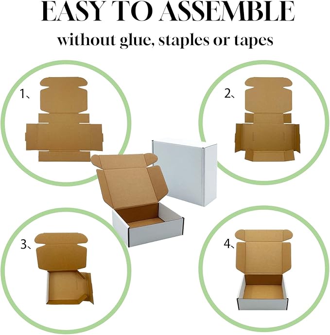 White Shipping Boxes 8x5x2 inch 50 Pack,Corrugated Boxes Mailer Packaging for Mailing Small Business，E-Commerce Gift Boxes for Wrapping Present Moving Storage Heavy Duty Recycled Cardboard Boxes