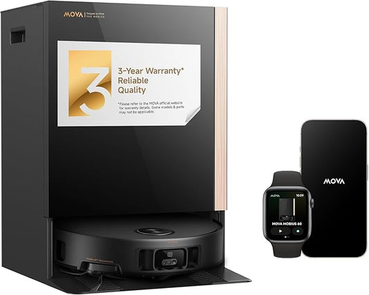 Mova Mobius 60 Robot Vacuum and Mop, 30000Pa Suction, Auto-Interchangeable Mop Pads, Liftable Navigation with 3.15inches Obstacle Overcoming, DuoSolution System Designed for Pets