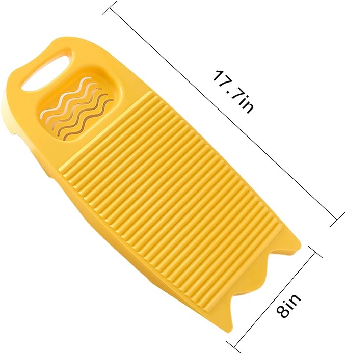 Wash Board, Washboard for Hand Washing Clothes, Plastics Laundry Scrub Board Household With Holder Portable (D-yellow+multifunctional soap dish+soft bristle brush)