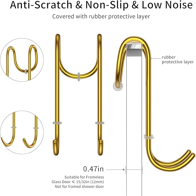 14-Inches Stainless Steel Shower Squeegee Set, Include Shower Door Hook, Adhesive Hook and Spare Silicone Blade, Window Squeegee for Shower Glass Door, Bathroom, Mirror, Window and Car Glass