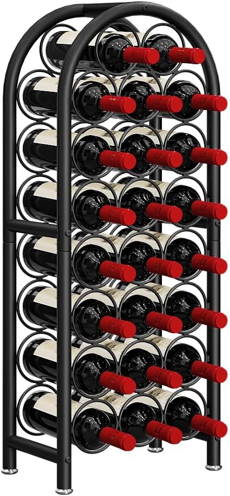 Wine Rack Freestanding Floor Metal Holders Stands Organizer Storage 23 Bottles Black