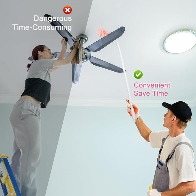 KeFanta Heavy Duty Duster Refills Kit for Swiffer Duster, 4X Microfiber Multi Surface Dusters for Cleaning with 3 ft Extended Handle, 1 Short Handle, 30 Refills