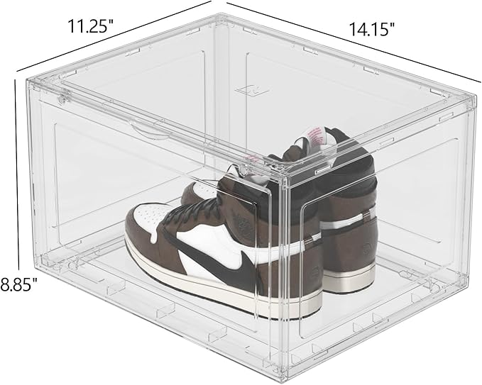 Xyskin Plastic Stackable Shoe Containers with Magnetic Door, Shoe Organizers Storage Boxes, 6 Pack, Clear