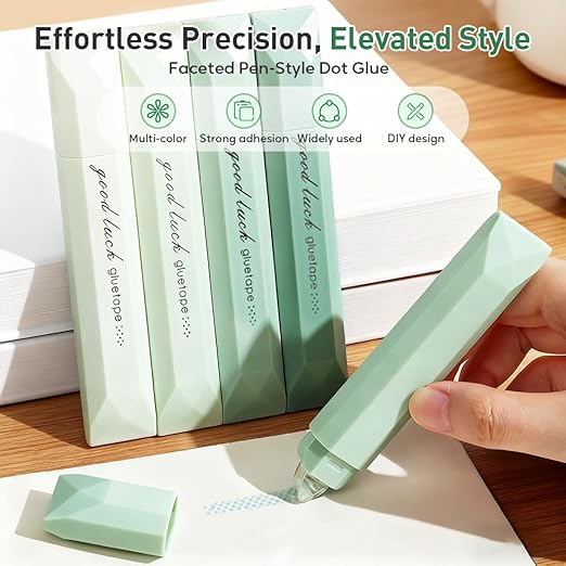 4Pcs Double Sided Tape Pens, 2025 New Multipurpose Double Sided Tape Roller for Scrapbooking, Gift Wrapping, Photo Mounting, Gradient Color DIY Handwork Glue Stick for School Office & Crafts (Blue)