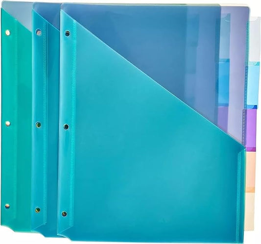 Amazon Basics Tab Dividers for 3 Ring Binder, Two Pocket, Letter Size, Assorted Colors, 15 Count