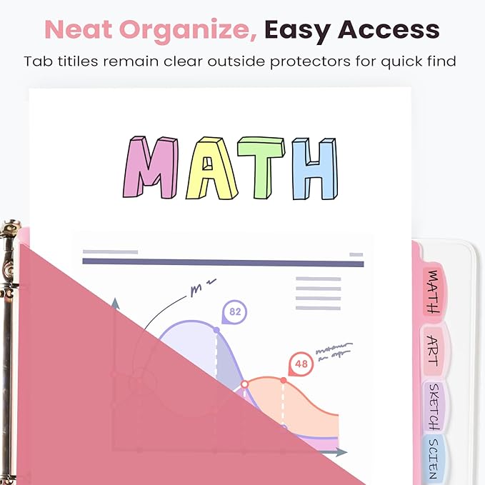 Sooez 24 Count Dividers with 2 Pockets, 8 Tabs Binder Dividers for 3 Ring Binders, Binder Dividers with tabs, Binder Divider with Pockets for US Letter Size, Insertable Big Tabs, Pastels, 3 Sets