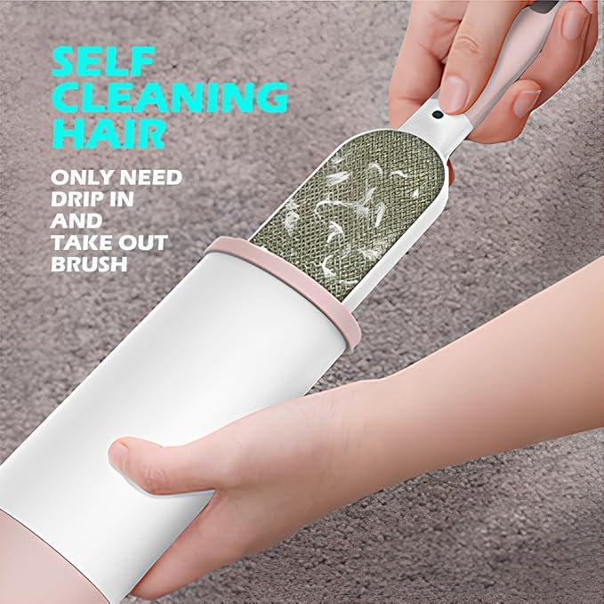 Lint Brushes for Clothes, Cat Dog Hair Remover for Lundary, Self-Cleaning Lint Remover for Bed Sofa Coat, Best Hair Cleaning Brushes Better Than Lint Roller (Large Pink)