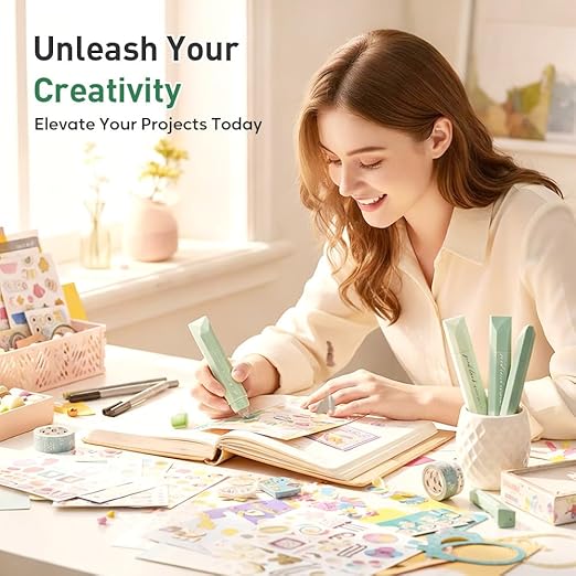 4Pcs Double Sided Tape Pens, 2025 New Multipurpose Double Sided Tape Roller for Scrapbooking, Gift Wrapping, Photo Mounting, Gradient Color DIY Handwork Glue Stick for School Office & Crafts (Green)